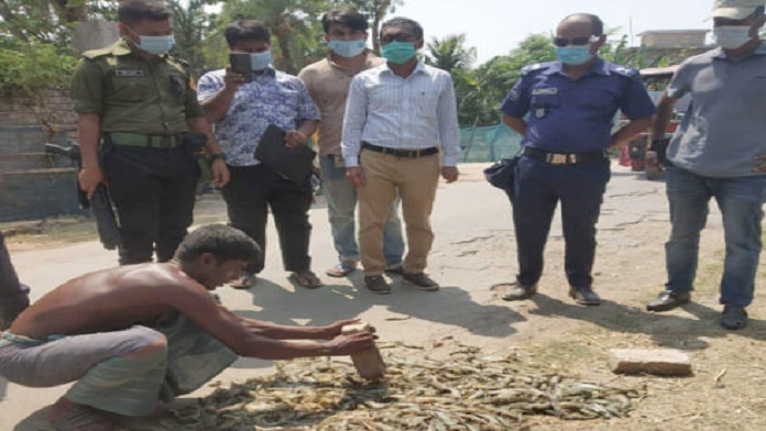 ভ্রাম্যমান আদালতে জরিমানা ও মাছ বিনষ্ট ভ্রাম্যমান আদালতে জরিমানা ও মাছ বিনষ্ট